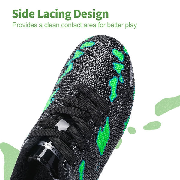 Kids Earth Surface Pattern Soccer Shoes - BLACK GREEN - 5